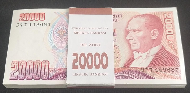 Turkey, 20.000 Lira, 1988, UNC, p201, BUNDLE
UNC
7.Emission(Total 100 Banknote...