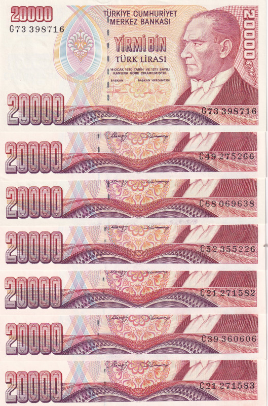 Turkey, 20.000 Lira, 1988/1995, UNC, p201; p202, 7. Emission
UNC
(Total 7 bank...