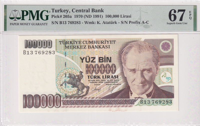 Turkey, 100.000 Lira, 1991, UNC, p205a, 7.Emission
UNC
PMG 67 EPQHigh Conditio...