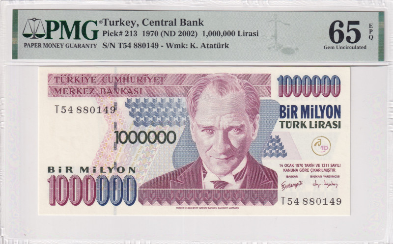 Turkey, 1.000.000 Lira, 2002, UNC, p213, 7.Emission
UNC
PMG 65 EPQ
Estimate: ...