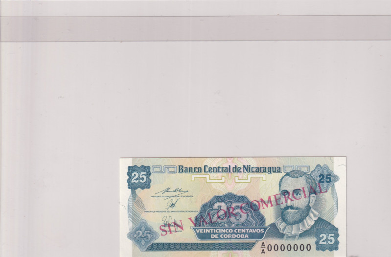 Nicaragua, 25 Centavos, 1991, UNC, p170s, SPECIMEN
UNC
Has mounting glue
Esti...