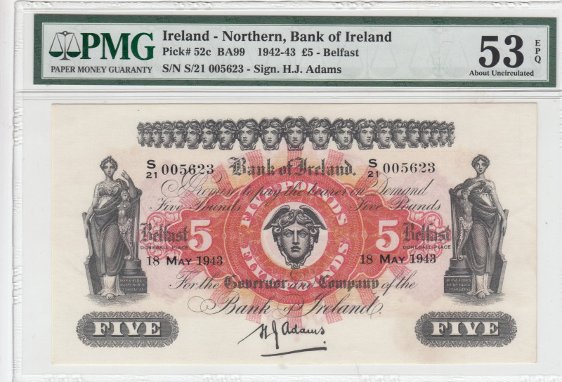 Northern Ireland, 5 Pounds, 1942/1943, AUNC, p52c
AUNC
PMG 53 EPQ
Estimate: U...