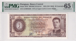 Paraguay, 50 Guaranies, 1963, UNC, p197b
UNC
PMG 65 EPQ
Estimate: USD 100 - 200