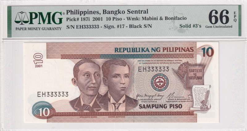 Philippines, 10 Piso, 2001, UNC, p187i
UNC
PMG 66 EPQSOLID 3's
Estimate: USD ...