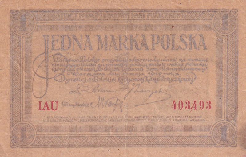 Poland, 1 Marka Polska, 1919, VF, p193
VF
There are pinhole.Stained
Estimate:...