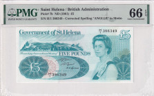 Saint Helena, 5 Pounds, 1981, UNC, p7b
UNC
PMG 66 EPQQueen Elizabeth II Portrait
Estimate: USD 40 - 80