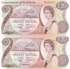 Saint Helena, 20 Pounds, 1986, UNC, p10a, (Total 2 consecutive banknotes)
UNC
Queen Elizabeth II Portrait
Estimate: USD 50 - 100