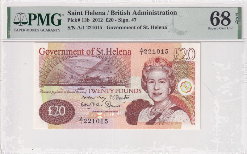 Saint Helena, 20 Pounds, 2012, UNC, p13b
UNC
PMG 68 EPQHigh ConditionQueen Eli...