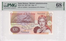 Saint Helena, 20 Pounds, 2012, UNC, p13b
UNC
PMG 68 EPQHigh ConditionQueen Elizabeth II Portrait
Estimate: USD 40 - 80