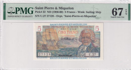 Saint Pierre & Miquelon, 5 Francs, 1950/1960, UNC, p22
UNC
PMG 67 EPQHigh Condition
Estimate: USD 125 - 250