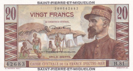 Saint Pierre & Miquelon, 20 Francs, 1950/1960, UNC, p24
UNC
Estimate: USD 100 - 200