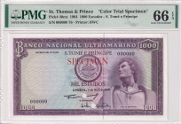 Saint Thomas & Prince, 1.000 Escudos, 1964, UNC, p40cts, SPECIMEN
UNC
PMG 66 EPQ, Color Trial Specimen
Estimate: USD 600 - 1200