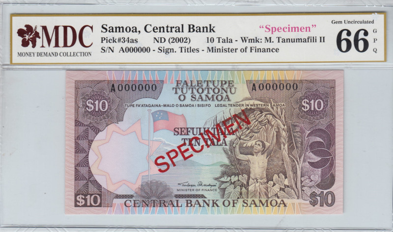 Samoa, 10 Tala, 2002, UNC, p34as, SPECIMEN
UNC
MDC 66 GPQ
Estimate: USD 30 - ...