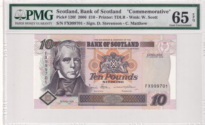 Scotland, 10 Pounds, 2006, UNC, p120f
UNC
PMG 65 EPQCommemorative banknote
Es...