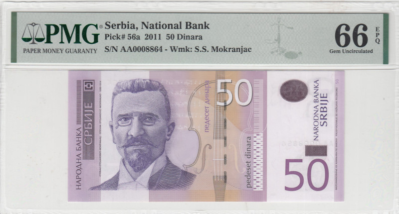 Serbia, 50 Dinara, 2011, UNC, p56a
UNC
PMG 66 EPQ
Estimate: USD 25 - 50