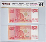 Singapore, 2 Dollars, 1990, UNC, p27, (Total 2 consecutive banknotes)
UNC
MDC 65 GPQ
Estimate: USD 20 - 40