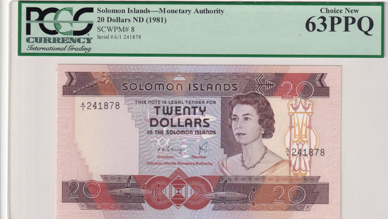 Solomon Islands, 20 Dollars, 1981, UNC, p8
UNC
PCGS 63 PPQQueen Elizabeth II P...