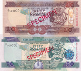 Solomon Islands, 20-50 Dollars, 2004/2011, UNC, p28s; p29s, SPECIMEN
UNC
(Total 2 banknotes)
Estimate: USD 30 - 60
