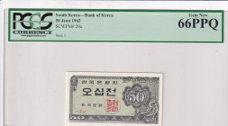 South Korea, 50 Jeon, 1962, UNC, p29a
UNC
PMG 66 PPQ
Estimate: USD 25 - 50