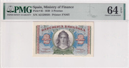 Spain, 2 Pesetas, 1938, UNC, p95
UNC
PMG 64 EPQ
Estimate: USD 75 - 150