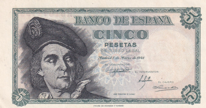 Spain, 5 Pesetas, 1948, UNC, p136a
UNC
There is a crack in the lower left corn...