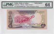 Sudan, 5 Pounds, 1970, UNC, p14as, SPECIMEN
UNC
PMG 64
Estimate: USD 100 - 200