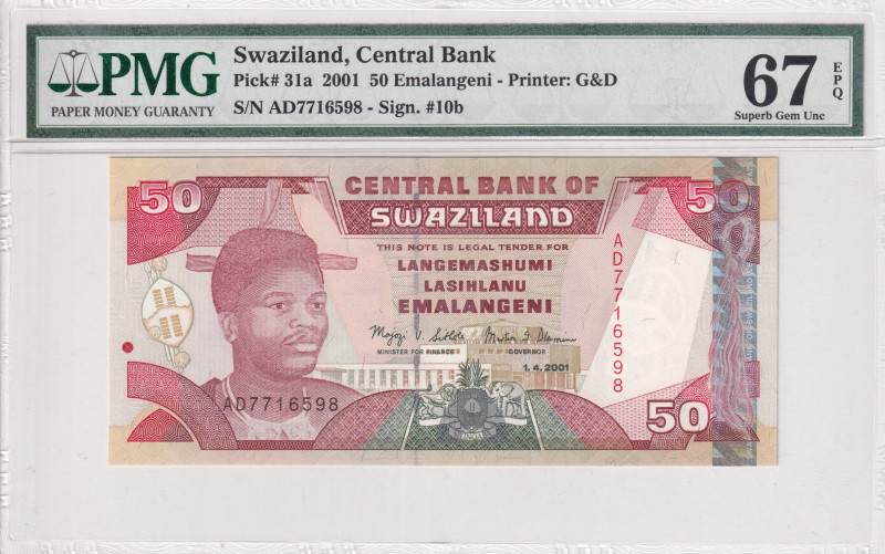 Swaziland, 50 Emalangeni, 2001, UNC, p31a
UNC
PMG 67 EPQHigh Condition
Estima...