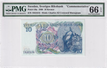 Sweden, 10 Kronor, 1968, UNC, p56a
UNC
PMG 66 EPQCommemorative banknote
Estimate: USD 40 - 80