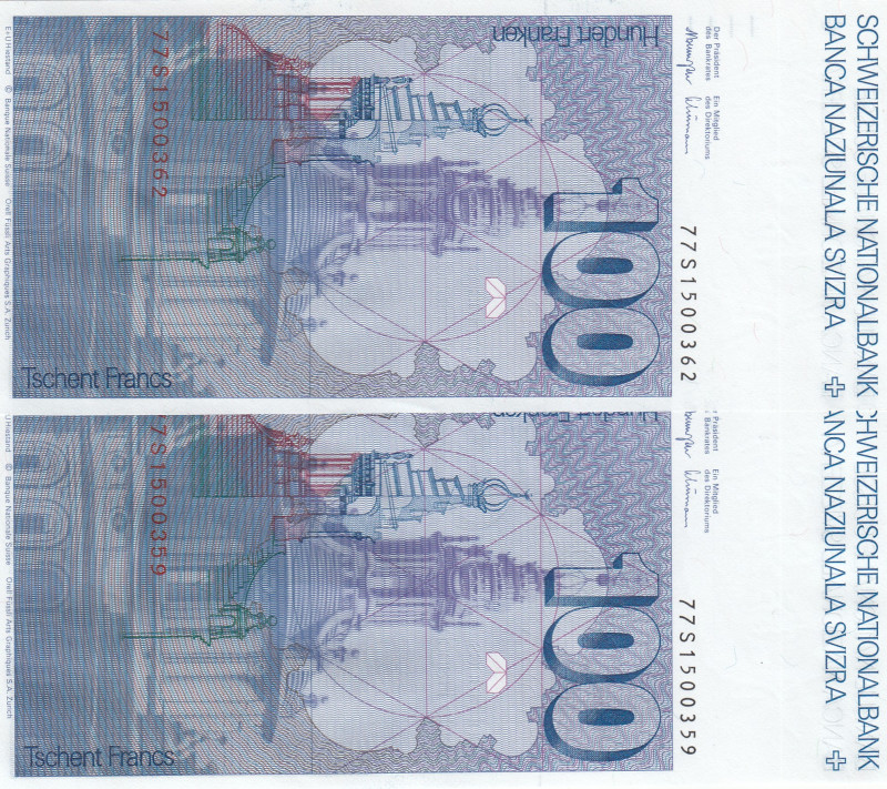 Switzerland, 100 Franken, 1977, UNC, p57b, (Total 2 banknotes)
UNC
Estimate: U...