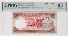 Syria, 1 Pound, 1977, UNC, p99s, SPECIMEN
UNC
PMG 67 EPQHigh Condition
Estimate: USD 400 - 800