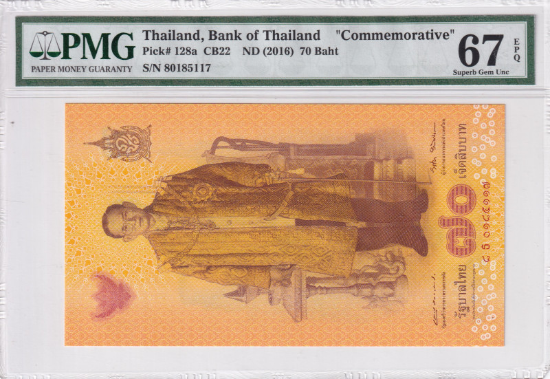 Thailand, 70 Baht, 2016, UNC, p128a
UNC
PMG 67 EPQCommemorative banknoteHigh C...