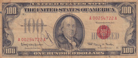 United States of America, 100 Dollars, 1966, VF, p384a
VF
Red sealSplit, stains, graffiti, graffiti, pen marks
Estimate: USD 125 - 250