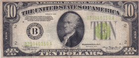 United States of America, 10 Dollars, 1934, VF, p430L
VF
There is tape on the back.Green seal
Estimate: USD 20 - 40