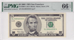 United States of America, 5 Dollars, 2003, UNC, p517a
UNC
PMG 66 EPQ
Estimate: USD 40 - 80