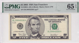 United States of America, 5 Dollars, 2003, UNC, p517a
UNC
PMG 65 EPQ
Estimate: USD 40 - 80
