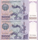 Uzbekistan, 50.000 Sum, 2017, UNC, p85, (Total 2 consecutive banknotes)
UNC
Estimate: USD 20 - 40