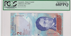 Venezuela, 2 Bolivares, 2007, UNC, p88a
UNC
PCGS 68 PPQ
Estimate: USD 20 - 40