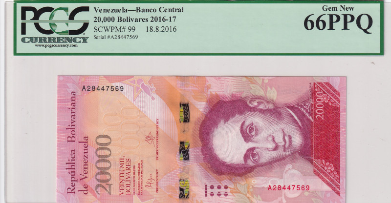 Venezuela, 20.000 Bolivares, 2016/2017, UNC, p99
UNC
PCGS 66 PPQ
Estimate: US...