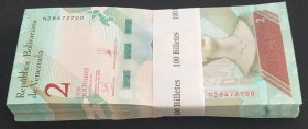 Venezuela, 2 Bolívares, 2018, UNC, p101a, BUNDLE
UNC
(Total 100 Banknotes)
Estimate: USD 25 - 50