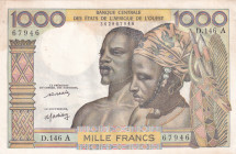 West African States, 1.000 Francs, 1959/1965, UNC, p103Al
UNC
"A'' Ivory Coast
Estimate: USD 75 - 150