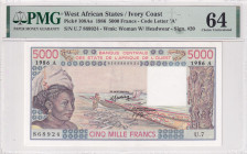 West African States, 5.000 Francs, 1986, UNC, p108Ao
UNC
PMG 64"A'' Ivory Coast
Estimate: USD 100 - 200