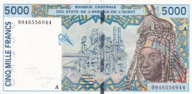 West African States, 5.000 Francs, 1999, UNC, p113Ai
UNC
"A'' Ivory Coast
Estimate: USD 25 - 50