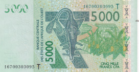West African States, 5.000 Francs, 2016, UNC, p817Tp
UNC
"T" Togo
Estimate: USD 20 - 40
