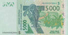 West African States, 5.000 Francs, 2016, UNC, p917Sp
UNC
"S" Guinea-Bissau
Estimate: USD 20 - 40