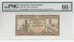 Yugoslavia, 100 Dinara, 1946, UNC, p65b
UNC
PMG 66 EPQ
Estimate: USD 90 - 180