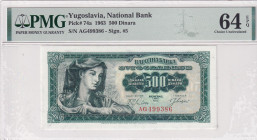 Yugoslavia, 500 Dinara, 1963, UNC, p74a
UNC
PMG 64 EPQ
Estimate: USD 25 - 50