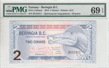 Fantasy Banknotes, 2 Dinars, 2012, UNC, 
UNC
PMG 69 EPQHigh ConditionBeringia B.C-Spinosaurus Aegyptiacus
Estimate: USD 25 - 50