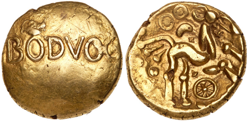 Britain, Dobunni. Bodvoc. Gold Stater (5.57 g), ca. 15-10 BC. BODVOC in heavy le...