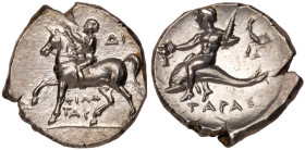Calabria, Taras. Silver Nomos (6.50 g), ca. 272-240 BC. MS