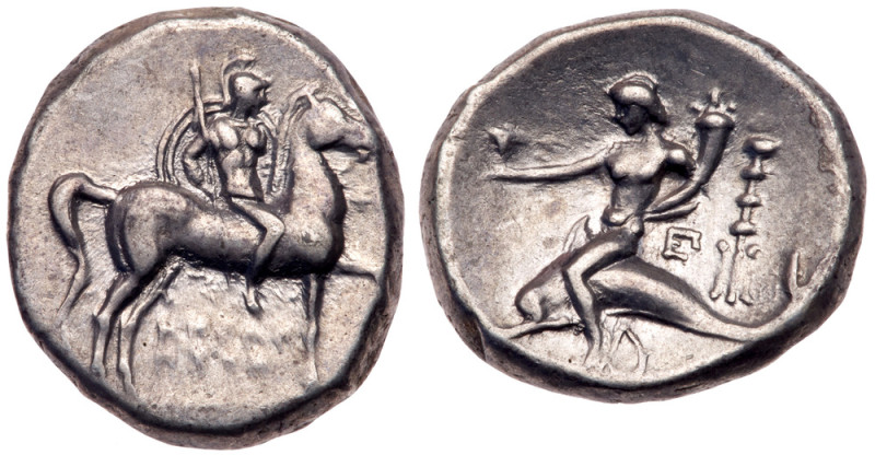 Calabria, Taras. Silver Nomos (6.42 g), ca. 272-240 BC. Phi&hellip; and Heraklet...